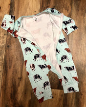 Load image into Gallery viewer, Aqua Romper with Cows