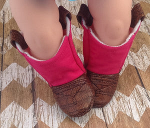 Hot Pink Baby Cowboy Boots with Faux Leather