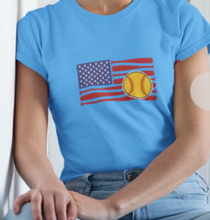 Load image into Gallery viewer, Turquoise Short Sleeve Shirt | Women&#39;s | Softball Themed