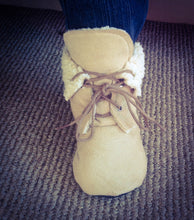 Load image into Gallery viewer, Winter Lace Up Baby Boots | Tan Faux Suede and Sherpa | Newborn size up to 4T