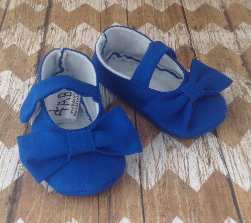 Royal Blue Baby Girl Shoes with Bows | Newborn size up to 24 Months