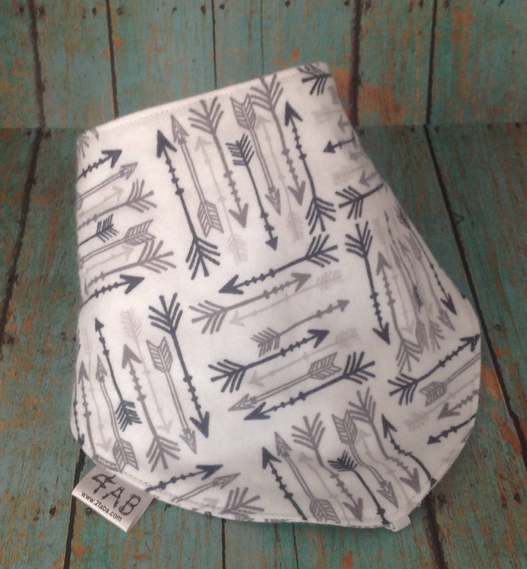 Flannel Baby Bandana Bib with Gray Arrows