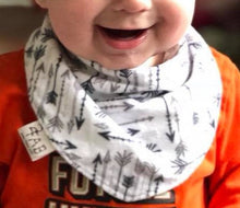 Load image into Gallery viewer, Flannel Baby Bandana Bib with Gray Arrows