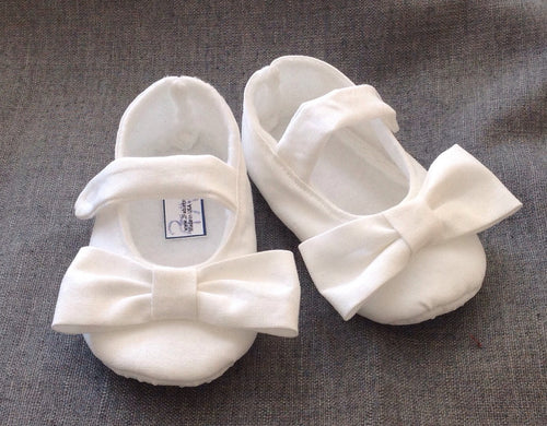 White Baby Girl Shoes with Bows | Newborn up to 24 Months