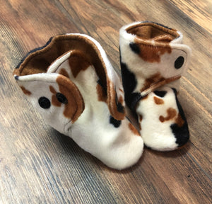 Faux Cow Fur Snap Boots