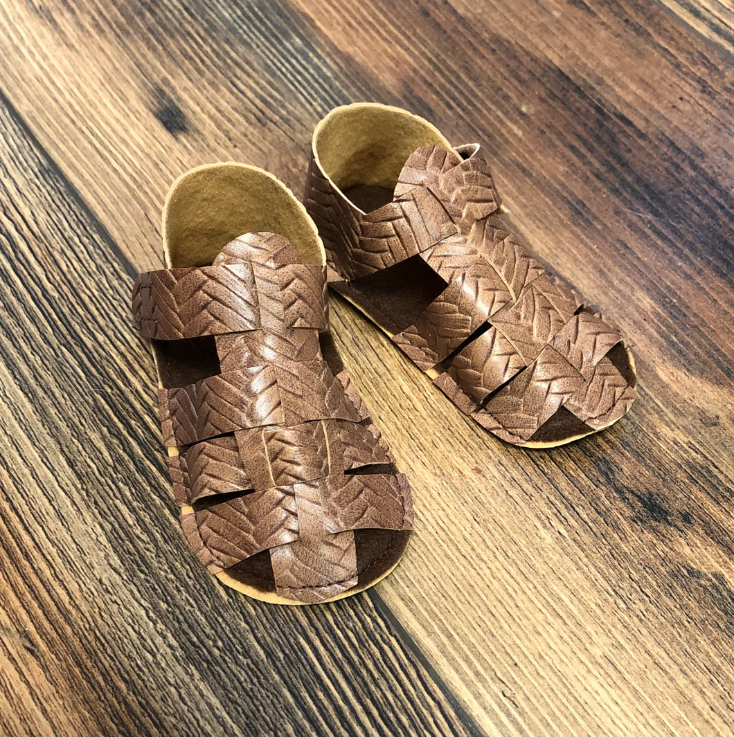 Brown Faux Leather Sandals