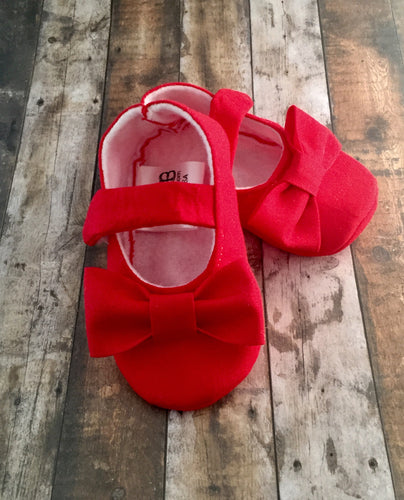 Red Baby Girl Shoes with Bows | Newborn size up to 24 Months