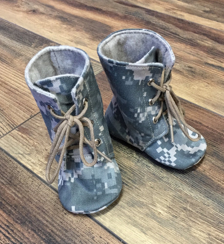 Army Baby Combat Boots | ACU Camo | Newborn size up to 4T |