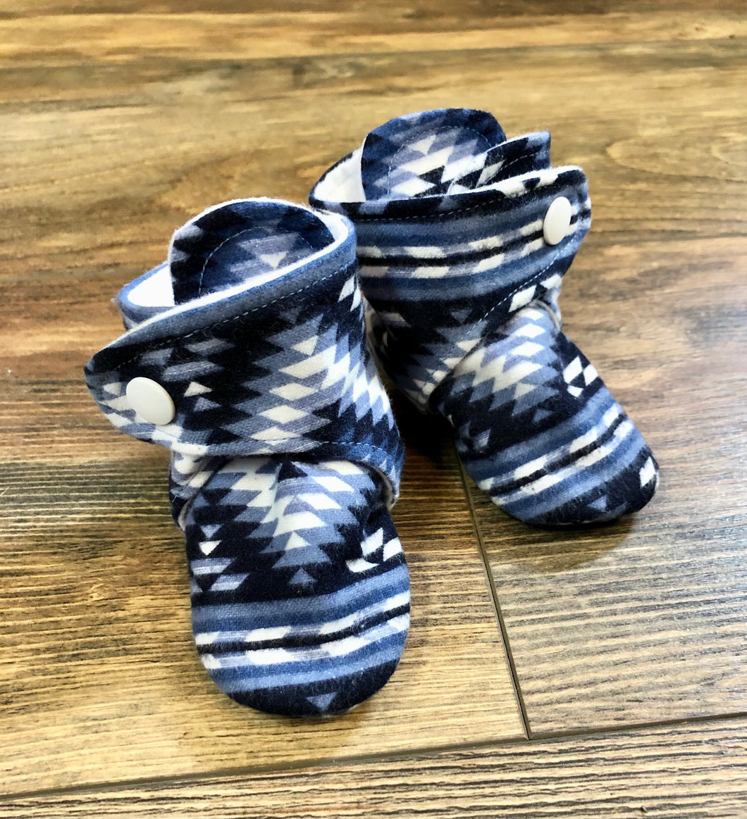 Blue Aztec Flannel Snap Boots
