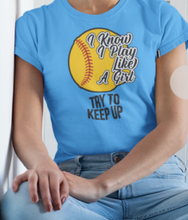 Load image into Gallery viewer, Turquoise Short Sleeve Shirt | Women&#39;s | Softball Themed