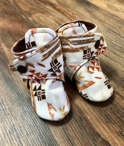 Neutral Aztec Flannel Snap Boots