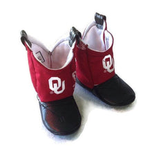 Load image into Gallery viewer, Oklahoma Sooners Baby Cowboy Boots with Leather | Newborn size up to 24 Months