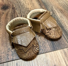 Load image into Gallery viewer, Paisley Print Baby Moccasins | Newborn size up to 24 M