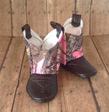 Load image into Gallery viewer, Pink True Timber Camo Baby Cowboy Boots | Newborn Size up to 24 Months