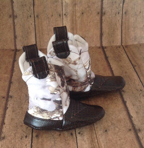 White True Timber Camo Baby Cowboy Boots | Newborn Size up to 24 Months