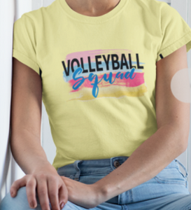 Light Yellow Short Sleeve Shirt | Women's | Volleyball Themed